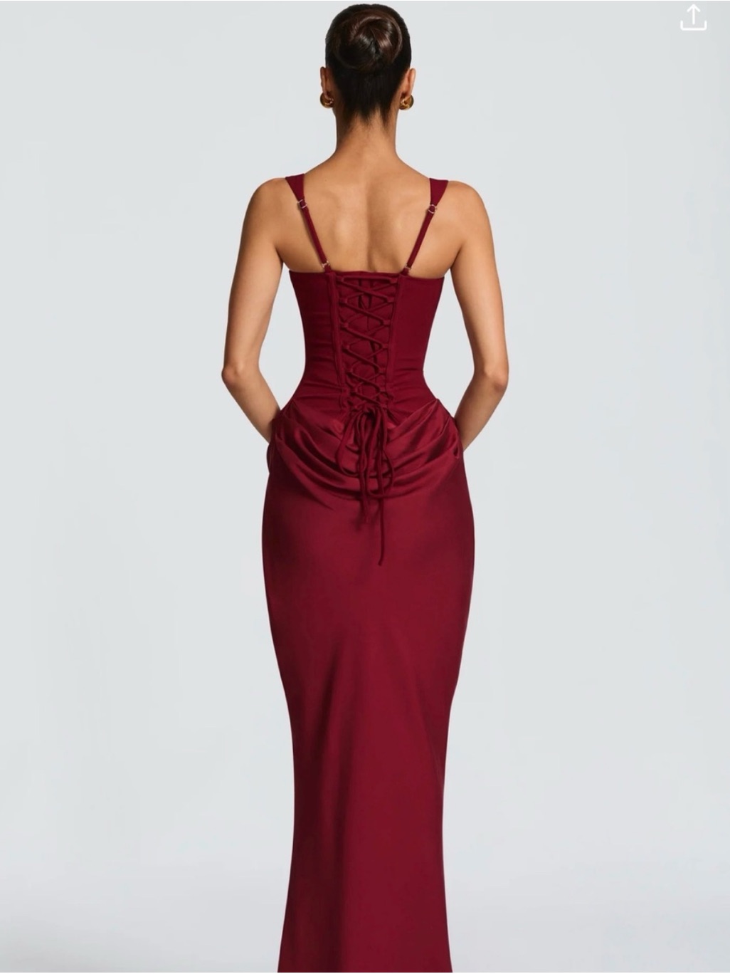 Fitted Burgundy Lace-Up Back Gown/Dress Xxl